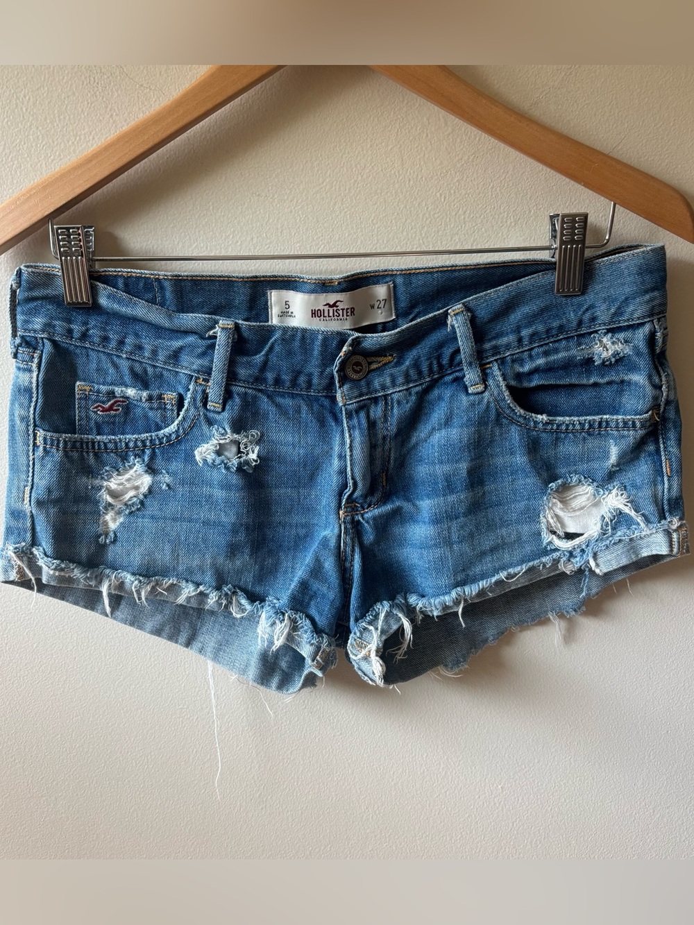 Hollister Y2K Distressed Denim Mini Shorts
